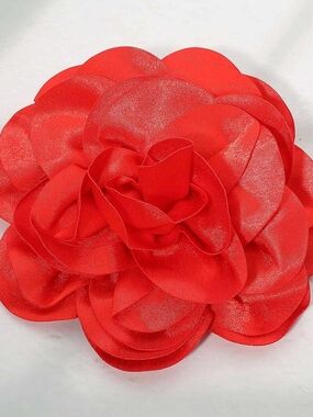 Orange Oversized Fabric Camellia Flower Brooch Pin Hairpin 3D Womens Statement